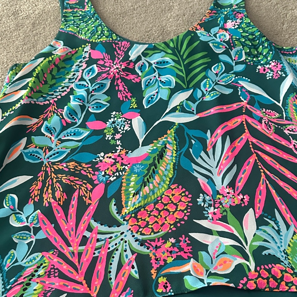 Lilly Pulitzer Tropical Print Tank Top - Green and Pink - Picture 3 of 5
